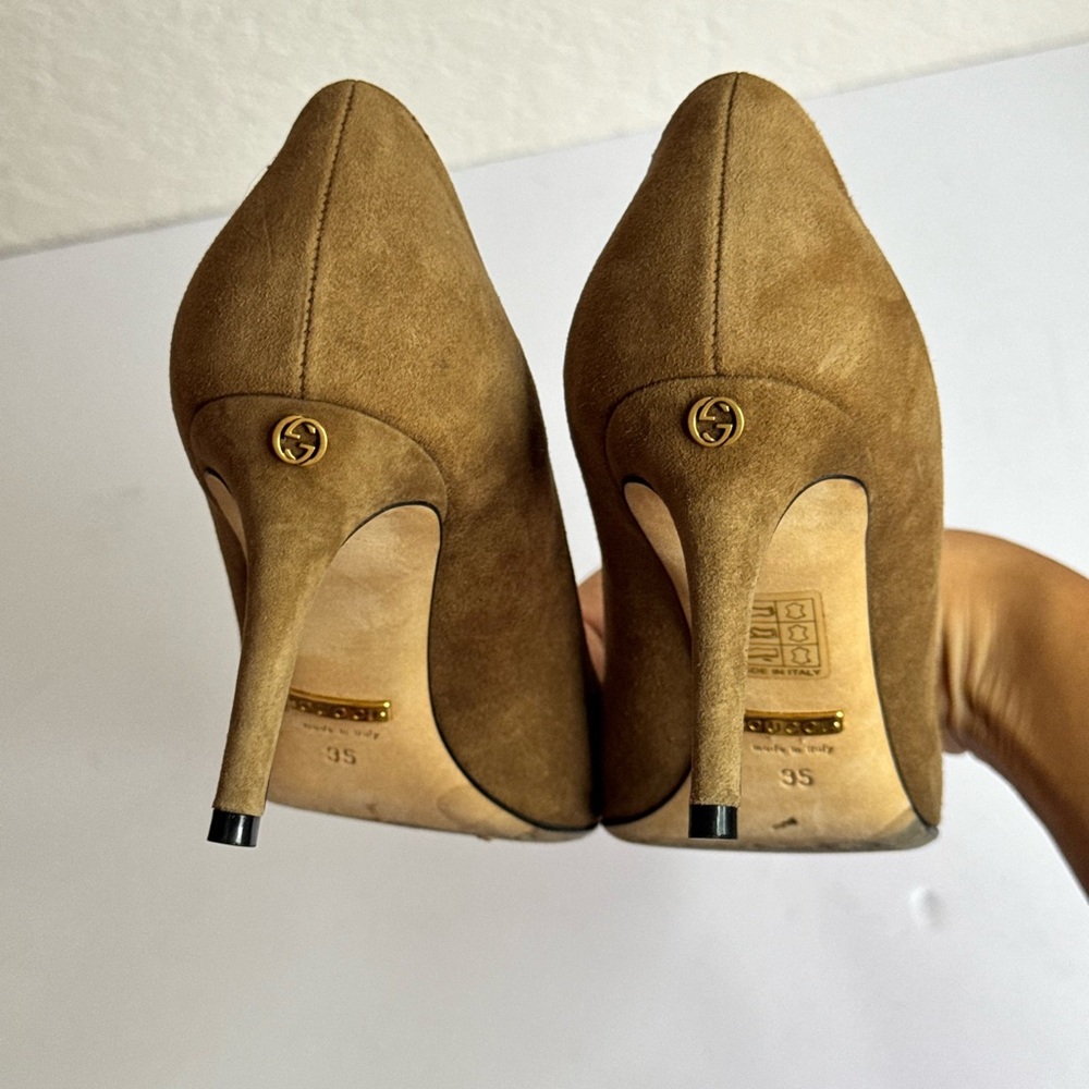 GUCCI Pumps Heel Suede Brown Size EU 35 - Picture 3 of 11